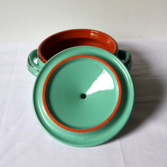 De Silva Covered Terracotta Glazed Small Ceramic Casserole Baking Dish Turquoise - Picture 4 of 9